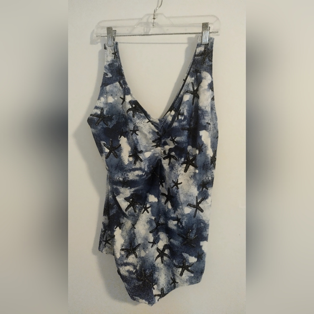 Women's All-in-one Bathing Suit Navy Blue With Starfish 20 W